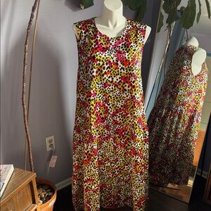 Colorful Leopard Print Sleeveless Midi Dress